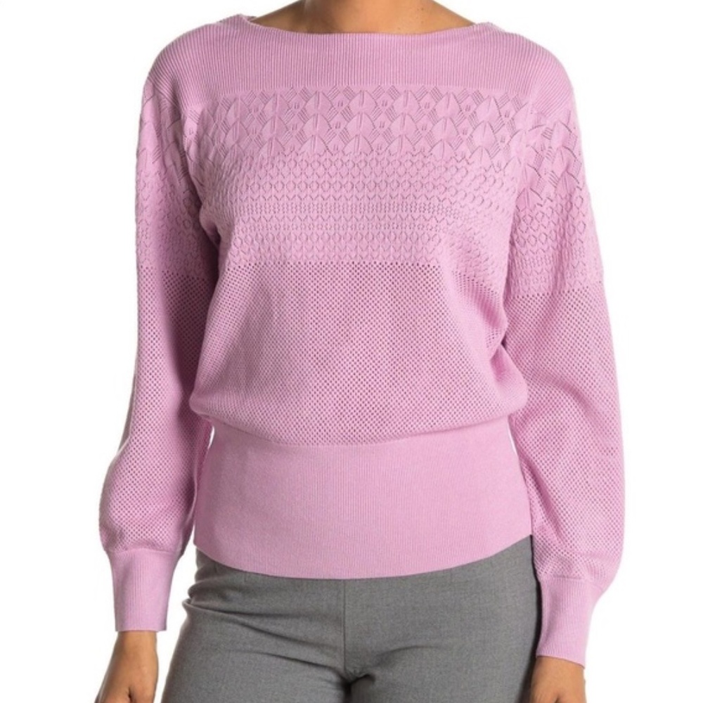 Club Monaco Boatneck Mixed Stitch Mauve Sweater
